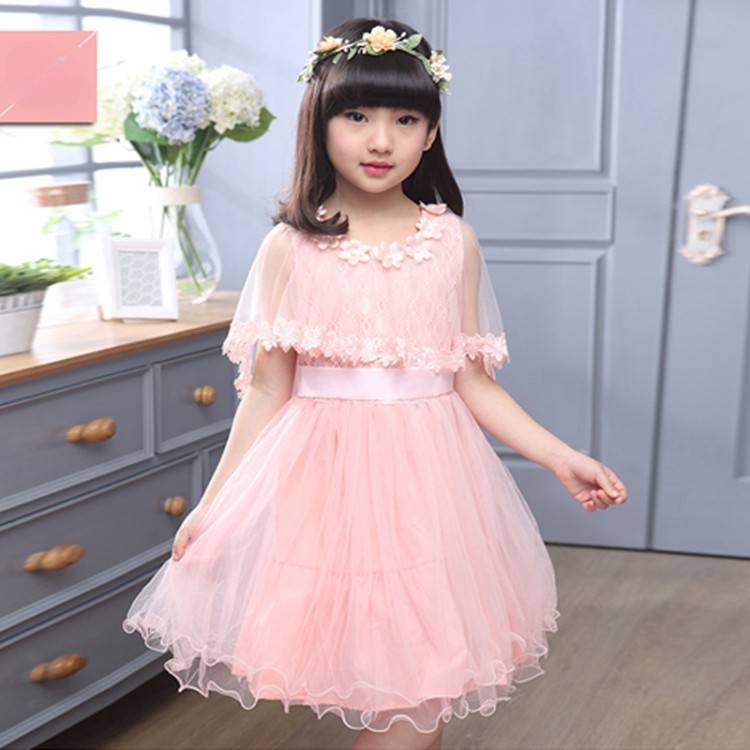 Đầm Công Chúa Phồng Phối Ren Hoa 110-160cm Dành Cho Bé Gái 2-12 Tuổi