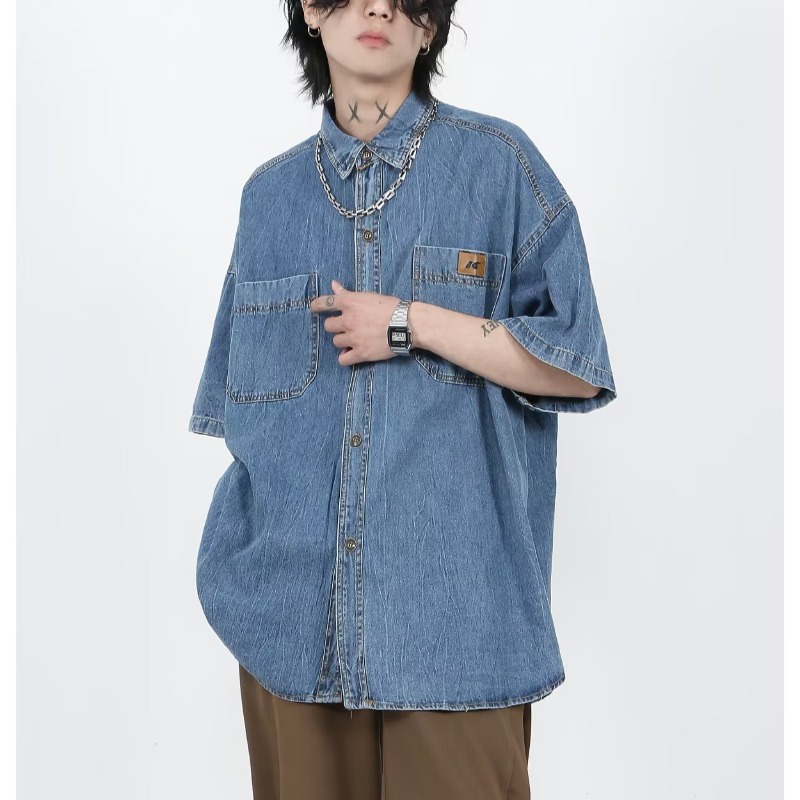 Áo Sơ Mi denim Dáng Rộng Thời Trang Unisex Cá Tính