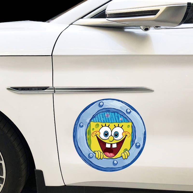 Sponge Baby Funny Car Stickers Car Head Window Fuel Tank Cover Scratch Hidden Sticker Car Cartoon Stickers Waterproof lWR4
