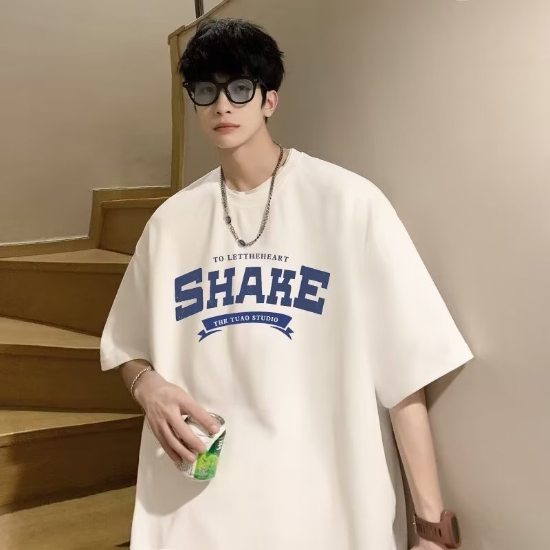 Áo Thun Nam Cổ Tròn Dáng Rộng In Chữ Phong Cách hip hop Nhật Bản Cỡ M-5XL