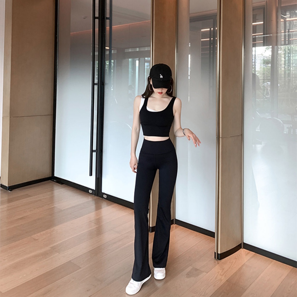 [F &amp; X] Quần Tập Yoga Ống Rộng Nhanh Khô Màu Nude Senseed