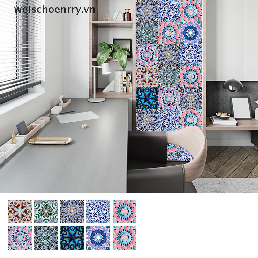 10 Sticker PVC Cứng Chống Nước Họa Tiết Mandala Dễ Thương Bắt Mắt