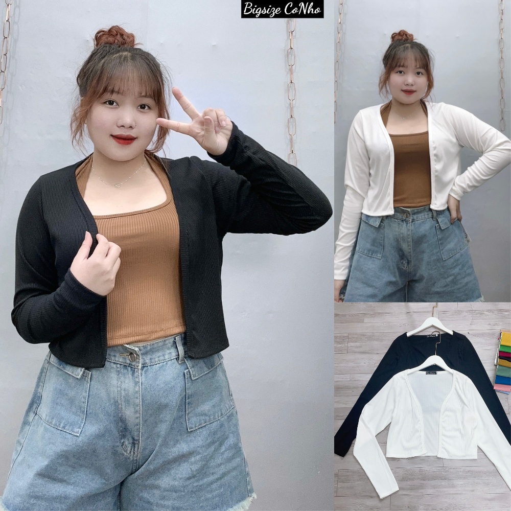 Áo khoác cardigan bigsize nữ thun gân cao cấp, Áo khoác ngoài dnags lửng Chuppy 58-95kg BIGSIZE CÔ NHỎ G116