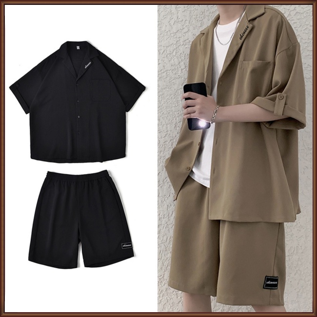 Bộ Trang Phục 2 Mảnh Gồm Áo Sơ Mi Tay Cộc Và Quần Short Màu Sắc Đơn Giản Thời Trang Mùa Hè Cho Nam