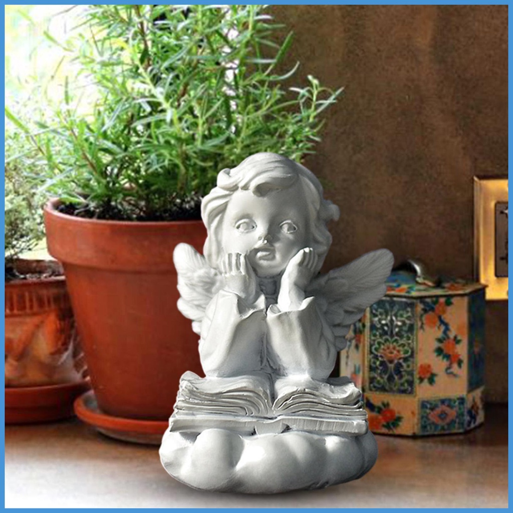 Mô Hình Thiên Thần Cherub Bằng Nhựa Resin Điêu Khắc Sách Đọc Thiên Thần Trang Trí Nhà Cửa Sân Vườn luvn luvn