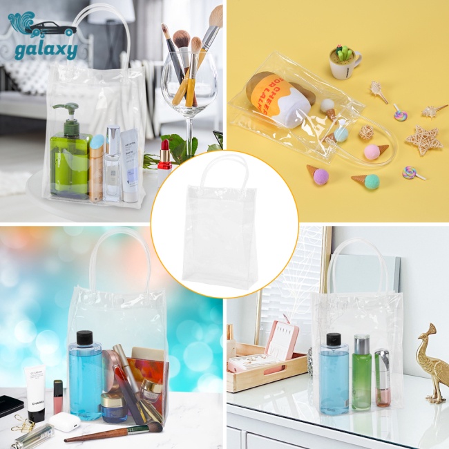 Galaxy Set 10 Túi Tote Trong Suốt Có Tay Cầm Tái Sử Dụng Kích Thước 23x17x7cm