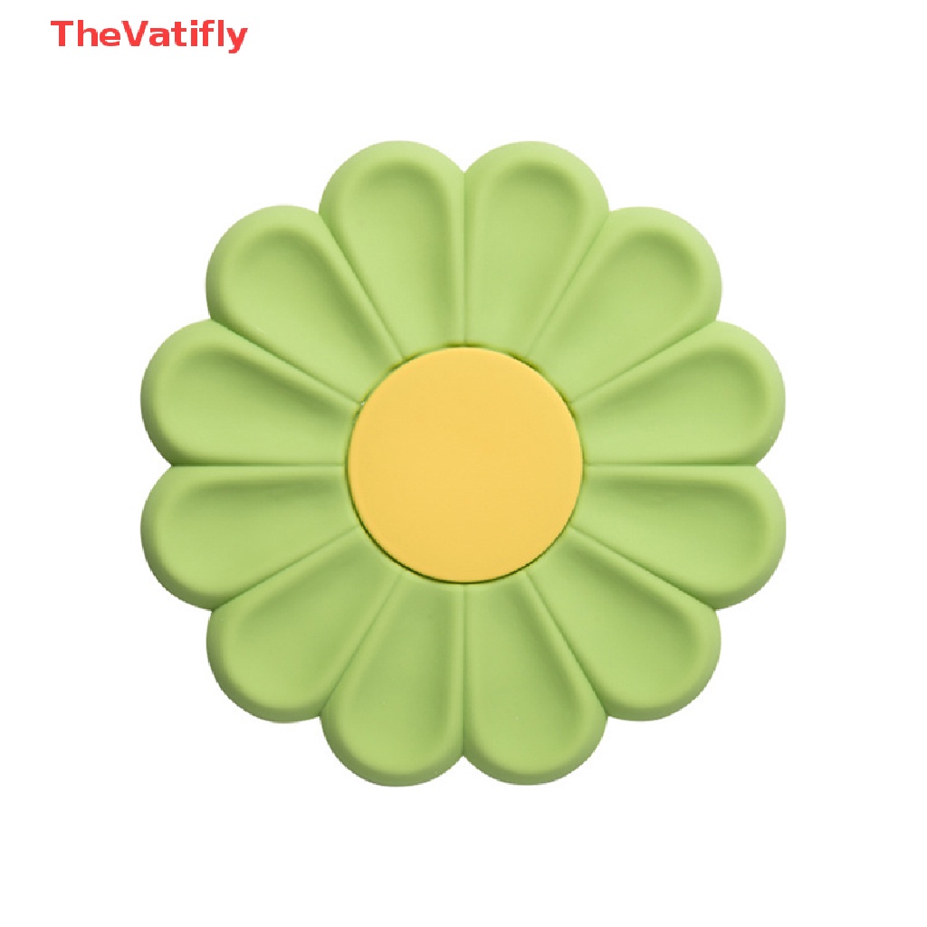 [Thevalifly] Tấm Lót Bàn Ăn Bằng Silicone Cách Nhiệt Chống Bỏng Hình Hoa Cúc Trang Trí Bàn Ăn
