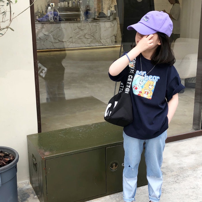 Áo Thun Bé Gái In Hình Gấu Phong Cách Hàn Quốc 1-8 Tuổi