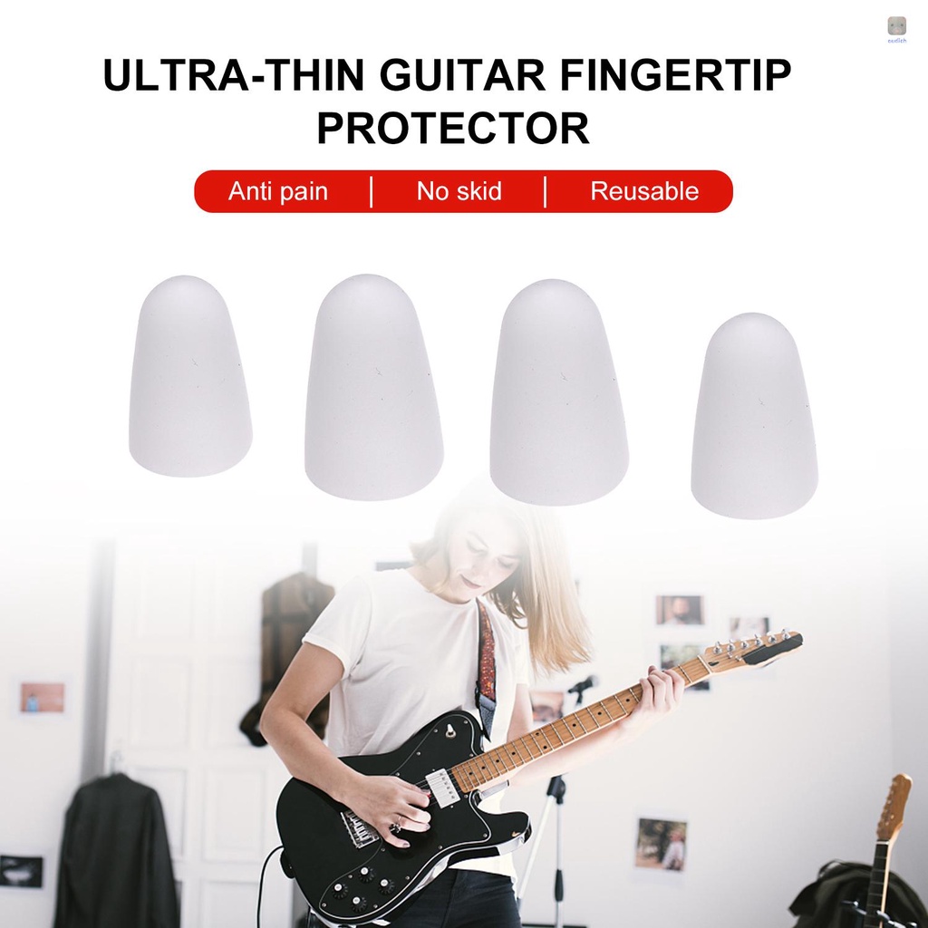 Ultra Set 4 Nắp Silicone Bọc Ngón Tay Trái Chống Đau Khi Chơi Guitar Ukulele