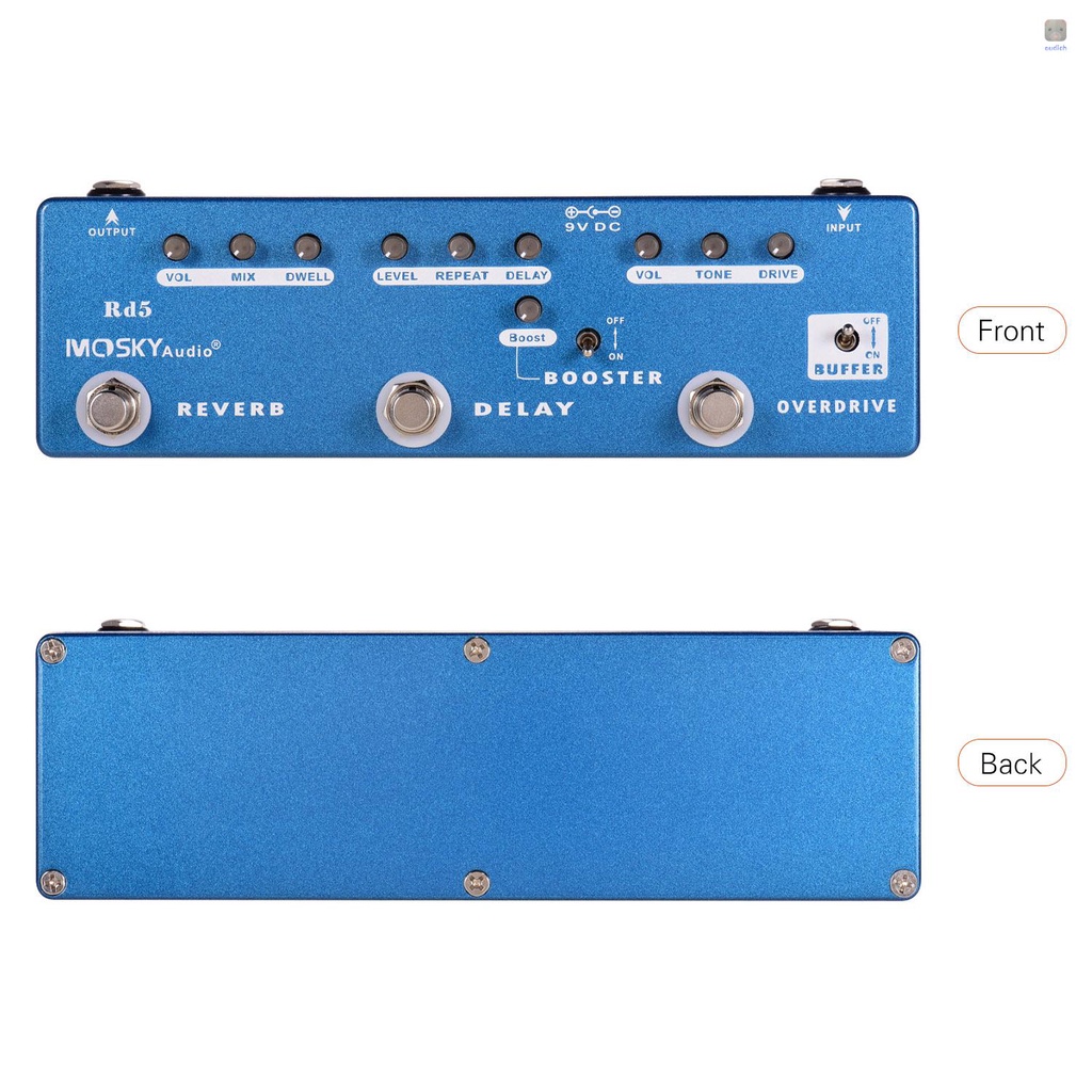 Bộ Bàn Đạp Đa Hiệu Ứng 5 Trong 1 + Miếng Đệm + Tăng Cường + Ổ Đĩa Overdrive + Vỏ Kim Loại Cho Đàn Guitar RD5