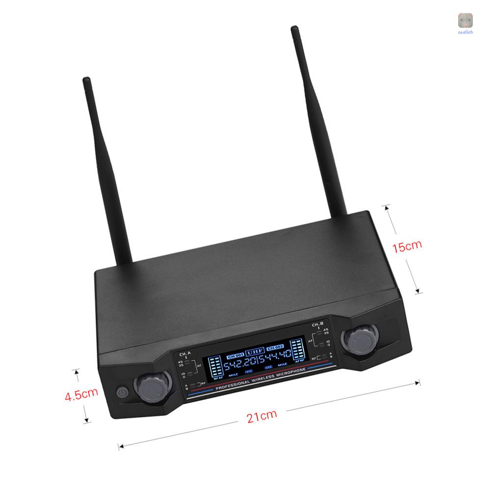 Hệ Thống Micro Không Dây U2 UHF 2 Micro Và 1 Thiết Bị Nhận Màn Hình LCD Dùng Giải Trí Phòng Họp Karaoke Tại Nhà
