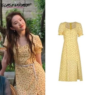 Gowhere Windy Liu Yifei Xu Hongdou Đầm Hoa Phong Cách Retro Pháp Thời Trang Xuân Hè Mới