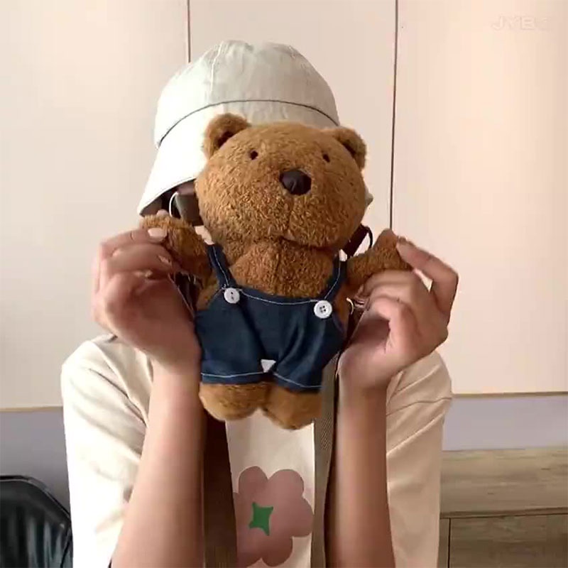 Túi Đeo Chéo Hình Gấu Hoạt Hình Nhồi Bông Phong Cách Hàn Quốc Dễ Thương Cho Nữ