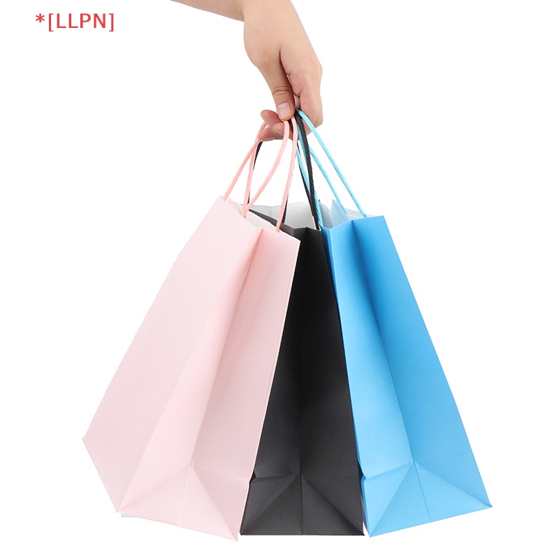 Túi Giấy Kraft Màu Trơn Có Tay Cầm Tái Chế Được Dùng Để Đựng Quà Sinh Nhật