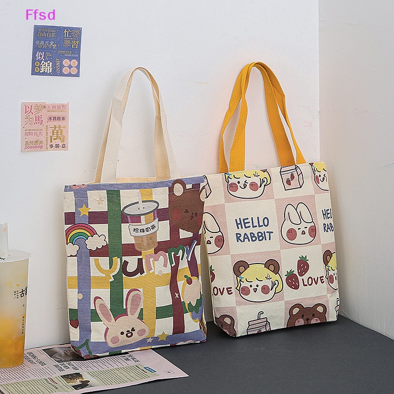 {Ffsd} Túi Xách Tote Canvas Cỡ Nhỏ Thiết Kế Hoạt Hình Dễ Thương Phong Cách Nhật Bản Thường Ngày Cho Nữ * Hàng Bán Chạy