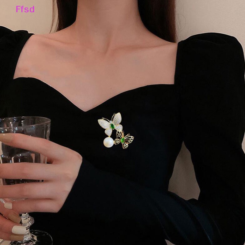 {Ffsd} Ghim Cài Áo Hình Bướm Đính Đá Ngọc Trai Thanh Lịch Cho Nữ