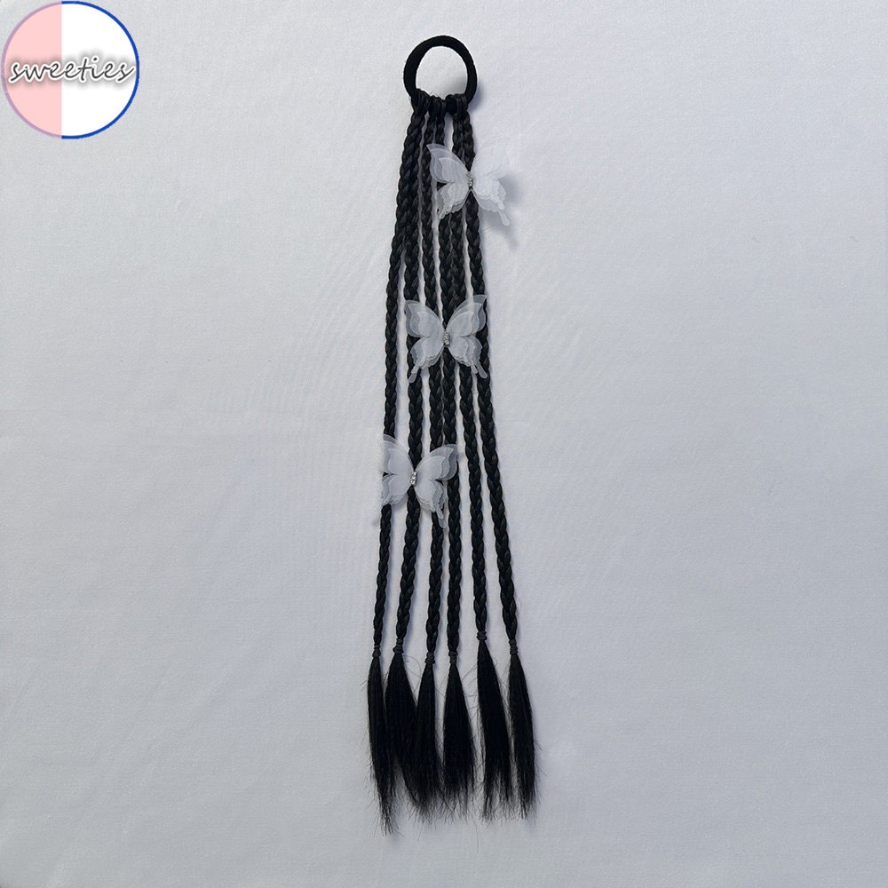 Mới Tóc Giả Thắt Bím Bằng Sợi Tổng Hợp Màu Đen Co Giãn Dành Cho Nữ