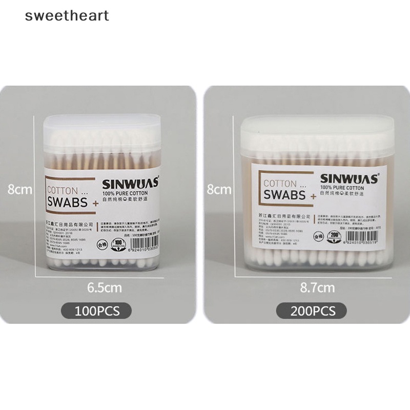 100/200PCS dùng một lần nhà kép đầu tai làm sạch trang điểm Bông Swabs Chồi New