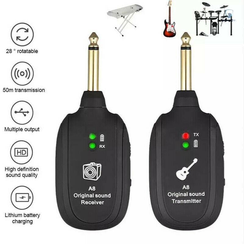 Bộ Thiết Bị Truyền Nhận Tín Hiệu Không Dây A8 UHF 730mhz Phạm Vi 50M Chuyên Dụng Cho Đàn Guitar Điện / Bass / Violin