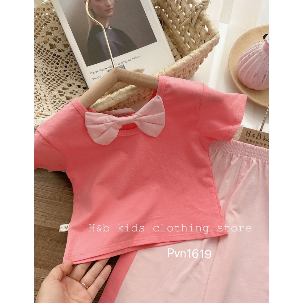 Set áo thỏ hồng Happy quần dài xuông cho bé gái