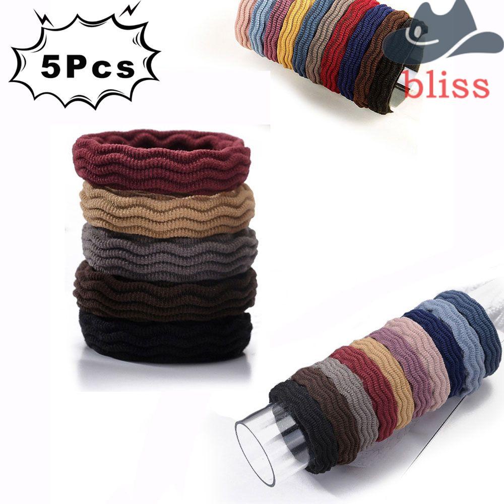 Bộ 5 Dây Cột Tóc Co Giãn Đơn Giản Phong Cách Hàn Quốc