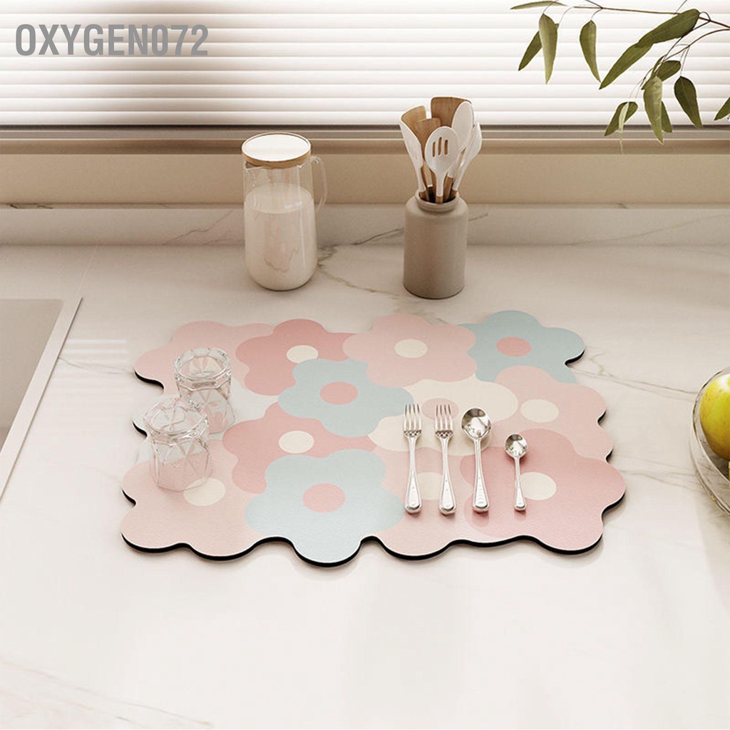 Oxygen072 Quầy bếp Bát đĩa Sấy khô Làm mới Dễ thương Thanh lịch Bộ bát chịu nhiệt Thấm nước Thảm thoát