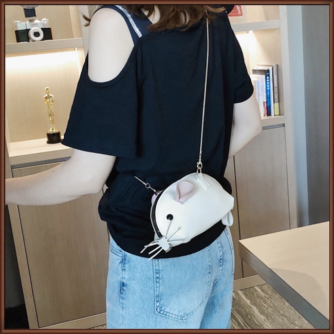 Túi Da PU Đeo Chéo Hình Động Vật Phối Dây Xích Thời Trang Cho Nữ