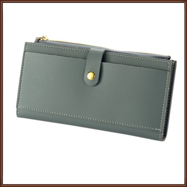 Jaz Ví Dài Ba Ngăn Đựng Thẻ Bằng Da PU Màu Trơn Cho Nữ