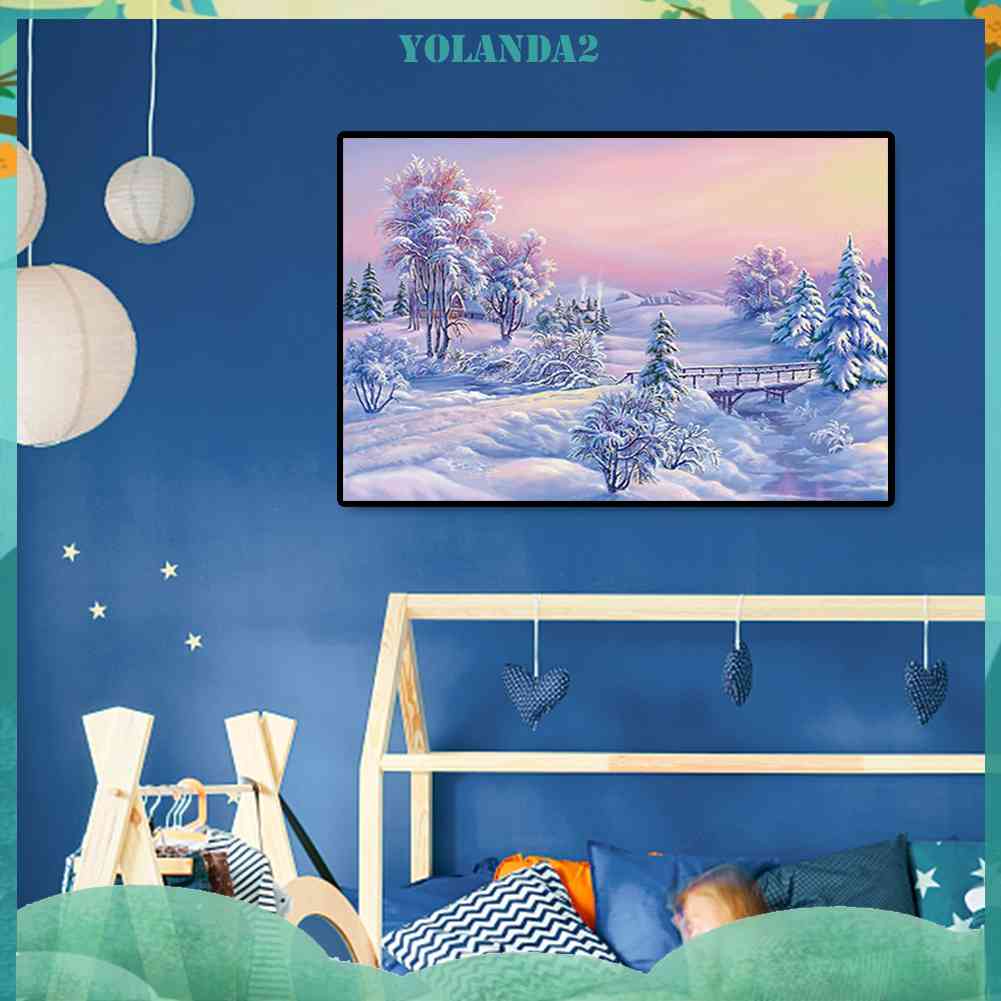 Tranh Đính Đá Kim Cương Toàn Bộ 5D DIY Hình Vẽ Tuyết