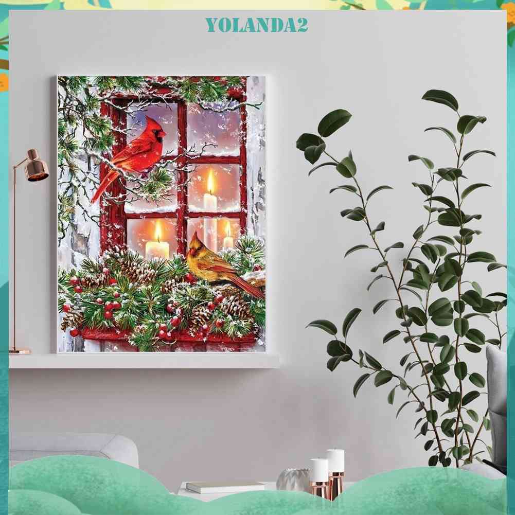 Tranh Đính Đá Kim Cương Toàn Bộ 5D DIY Hình Vẽ Chim Giáng Sinh