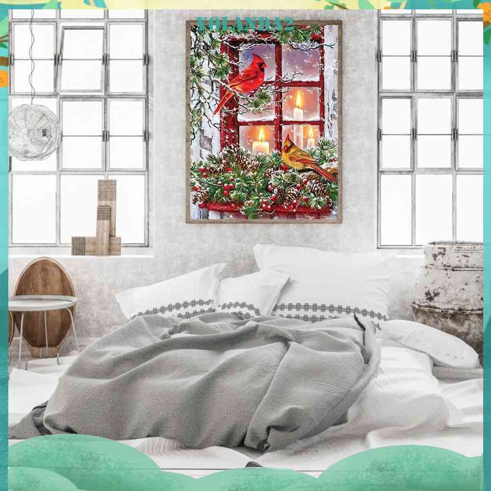 Tranh Đính Đá Kim Cương Toàn Bộ 5D DIY Hình Vẽ Chim Giáng Sinh