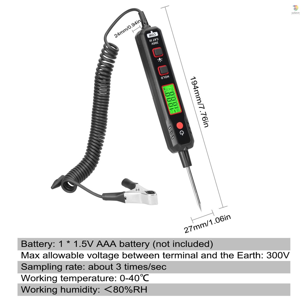 Bút Thử Điện Màn Hình LCD 0.8-100V Có Đèn Nền Chuyên Dụng Cho Xe Hơi