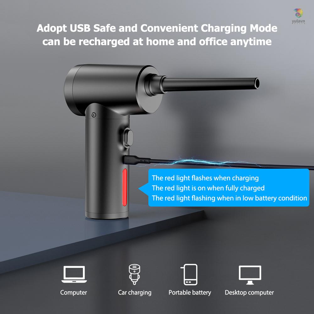 Máy Thổi Bụi Không Dây Đa Năng 2 Trong 1 Có Đèn LED Sạc Lại 50000RPM 100W