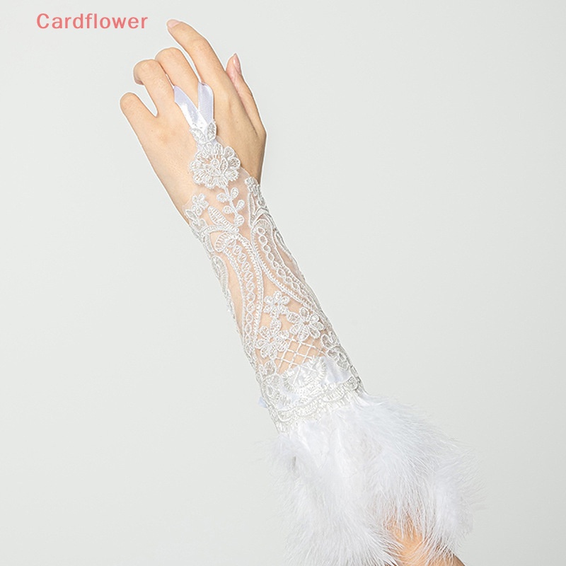 Găng Tay Lưới Hở Ngón Đính Lông Vũ Phong Cách Gothic Cho Nữ Mới