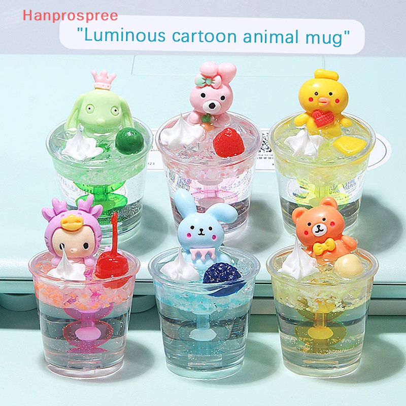 Cốc Nhựa Phát Quang Hình Búp Bê Hoạt Hình Mini Dễ Thương Dùng Làm Móc Khóa / Trang Trí Túi Xách DIY