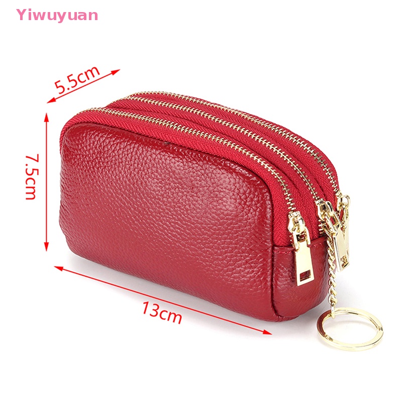 < Yiwuyuan > Ví Da Thật Đựng Chìa Khóa Xe Hơi Thời Trang Có Ba Khóa Kéo Sắp Xếp Gọn Gàng