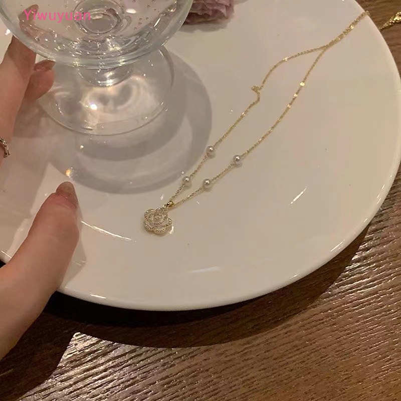 < Yiwuyuan > Vòng cổ Thời Trang Pháp Ngọt Ngào Hoa Trà niche Cá Tính Khí Chất Thời Trang Mới