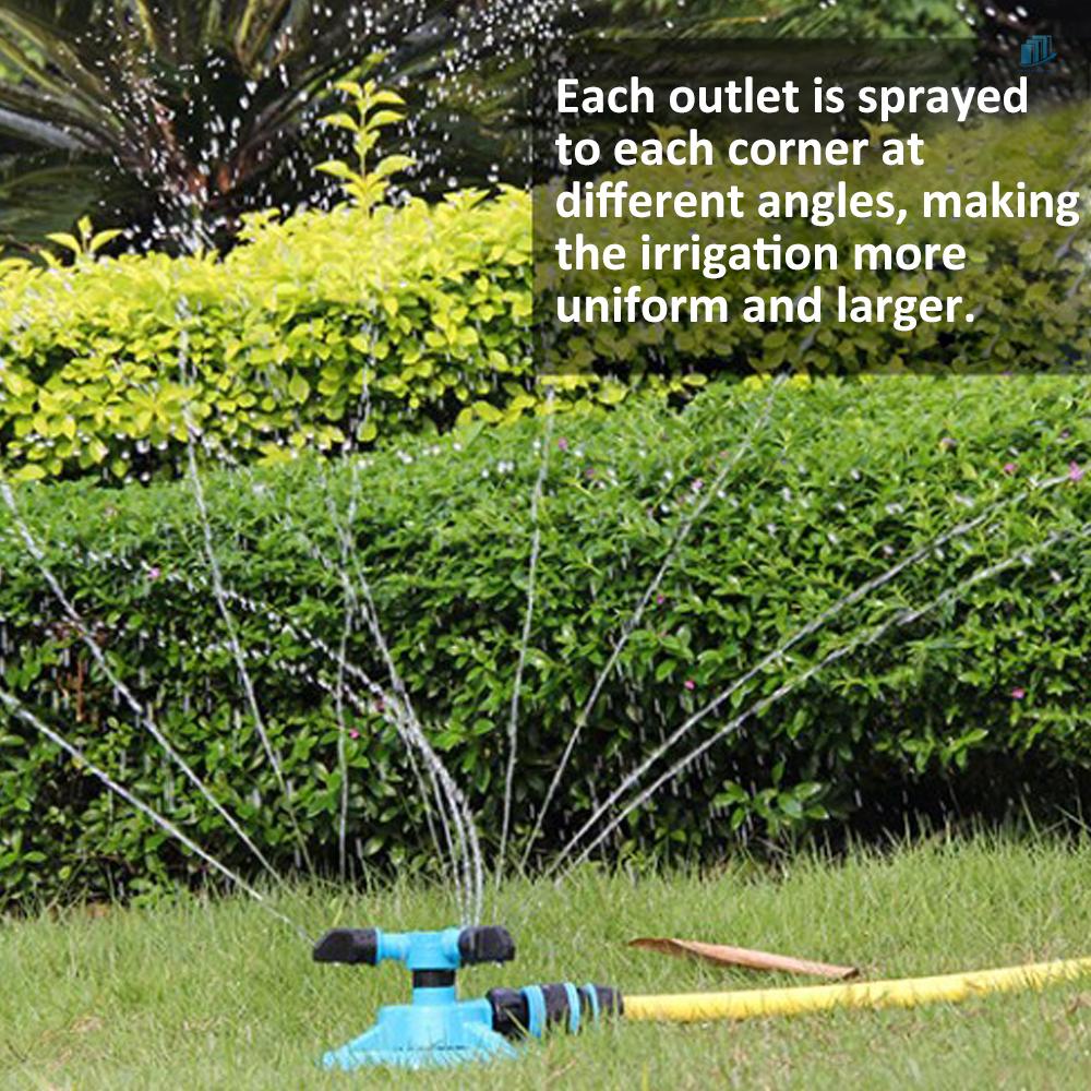 Vòi Phun Nước Tưới Vườn Ba Đầu Xoay Tự Động Bằng Nhựa 360 Độ