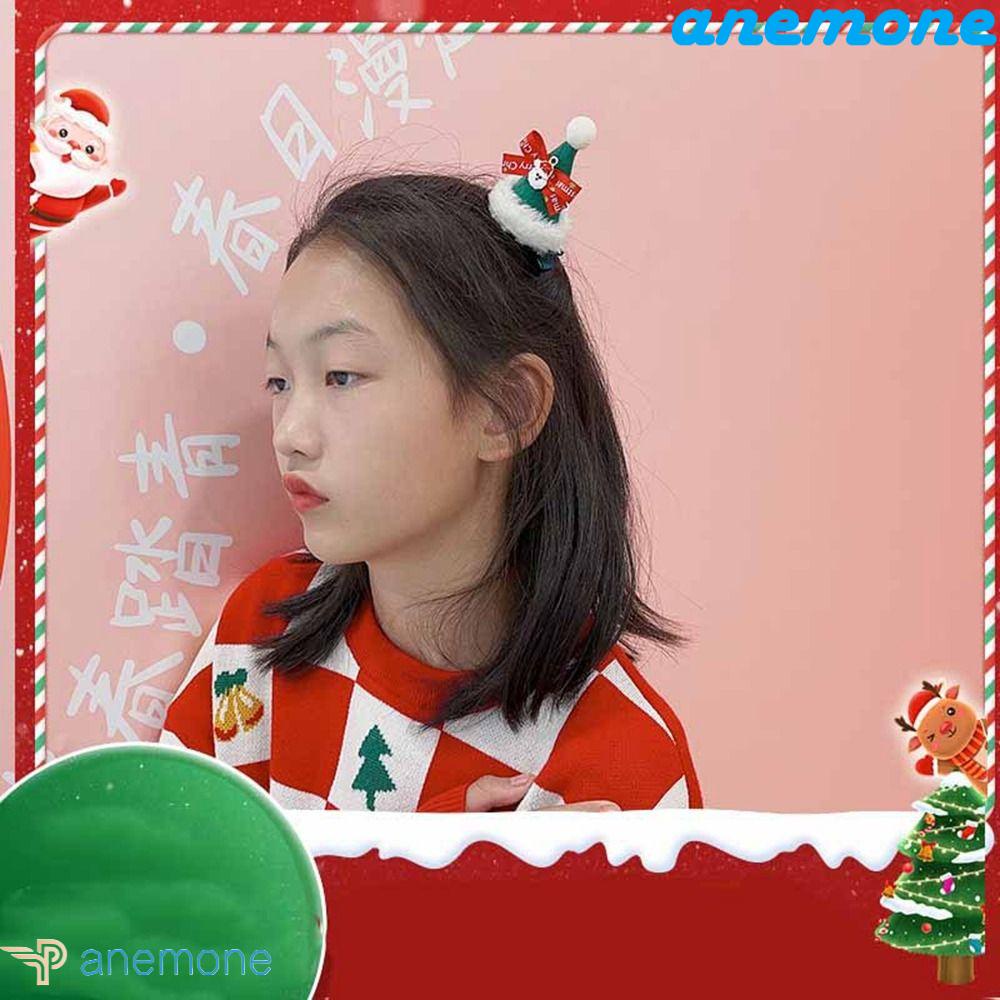 Kẹp Tóc Hình Nón Giáng Sinh Đính Nơ Và Hoa Tuyết Độc Đáo Dễ Thương