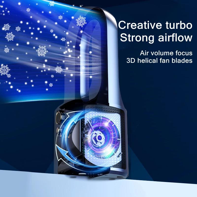 Quạt Làm Mát Không Cánh Không Cánh Tích Hợp Đèn LED Siêu Êm Sạc USB