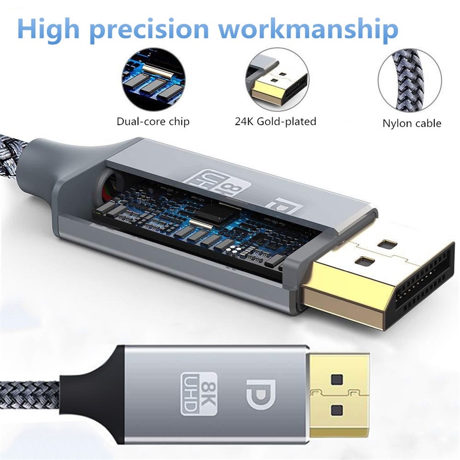 Dây Cáp Chuyển Đổi DP 1.4 Sang DP 8K 4K 144Hz 165Hz Cho PC Laptop TV DP 1.2 8K