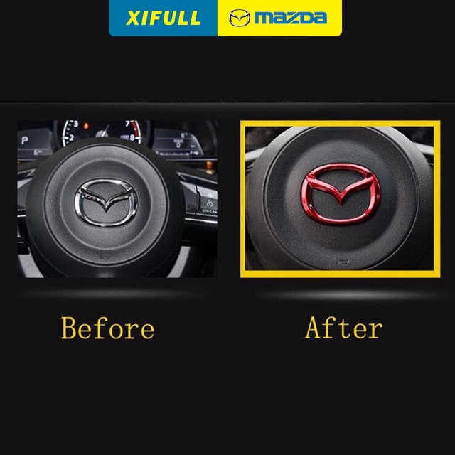 Miếng Dán logo Trang Trí Vô Lăng Xe Hơi Mazda 2, 3, 6, CX4, CX5, CX30