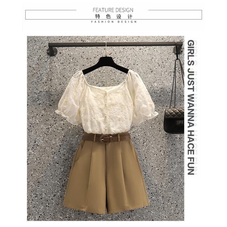 Set Áo Sơ Mi Tay Ngắn + Quần Short Thời Trang Mùa Hè Có Size Lớn Cho Người Béo 100kg