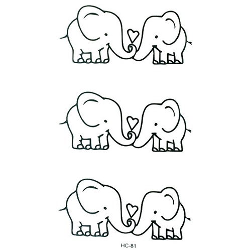Set 5 Hình Xăm Dán Tạm Thời Chống Nước Hình Chú Voi Dễ Thương