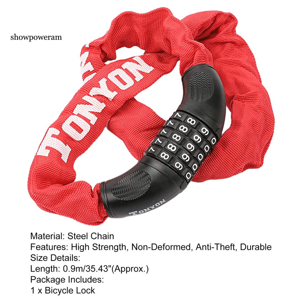 Khóa Xích Xe Đạp Kết Cấu Dày Dặn Chống Ăn Mòn Thiết Kế Năm Chữ Số Tiện Dụng