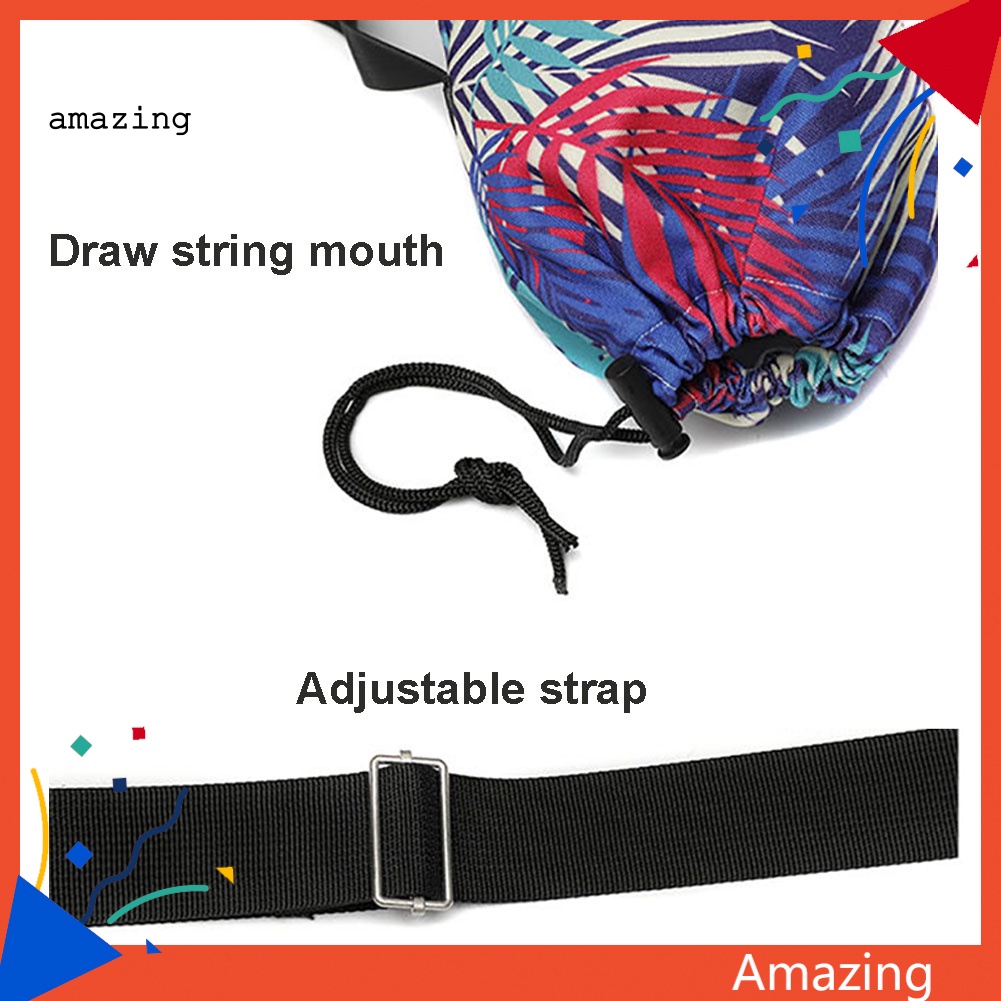 Túi Canvas Dây Rút Đeo Vai Đựng Thảm Tập Yoga / Gym In Họa Tiết