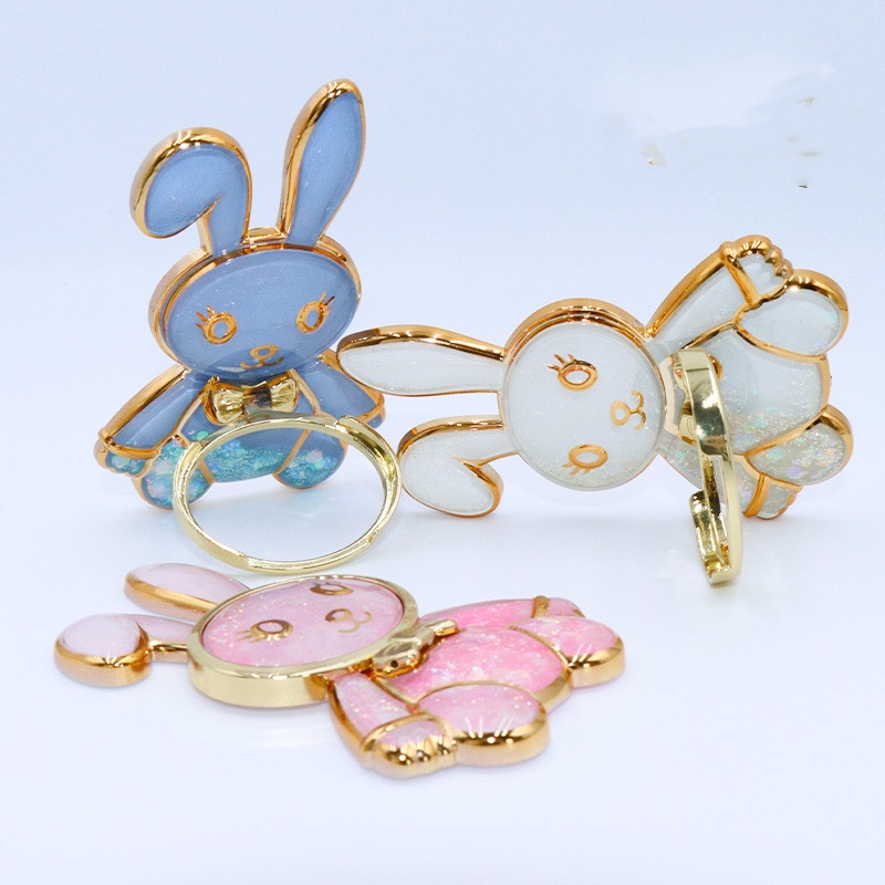 Giá Đỡ Điện Thoại Hình Thỏ Hoạt Hình 3D Dạng Nổi Có Túi Khí Và Dây Đeo Ngón Tay Mở Rộng Phong Cách Ins