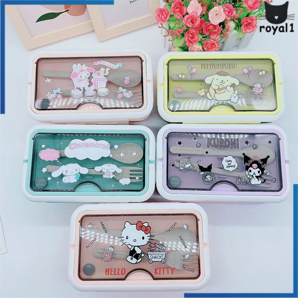 Hộp Cơm Trưa Hello Kitty Kuromi Melody Cinnamoroll Pompompurin Sanrio Royal1.vn