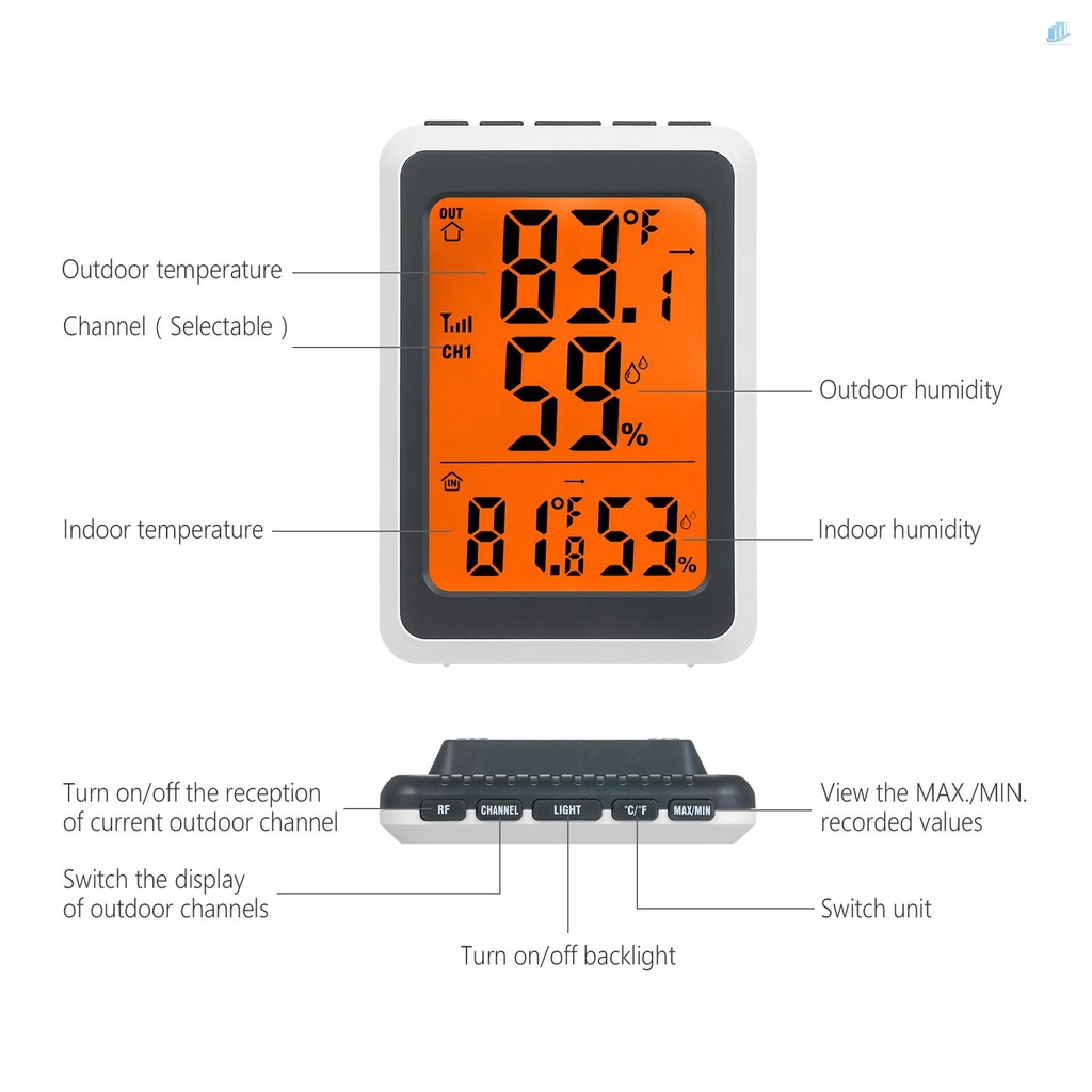 Đồng Hồ Đo Nhiệt Độ Và Độ Ẩm Kỹ Thuật Số Kèm 3 Bộ Phát