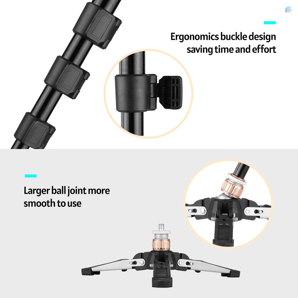 Gậy Chụp Ảnh Andoer 173cm / 68inch Chịu Tải 6kg Với Đế Nghiêng 3 Khúc DSLR Bằng Hợp Kim Nhôm Có Thể Tháo Rời